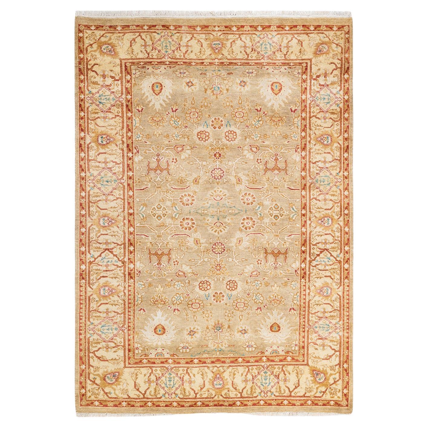 One-of-a-kind Hand Knotted Oriental Mogul Yellow Area Rug