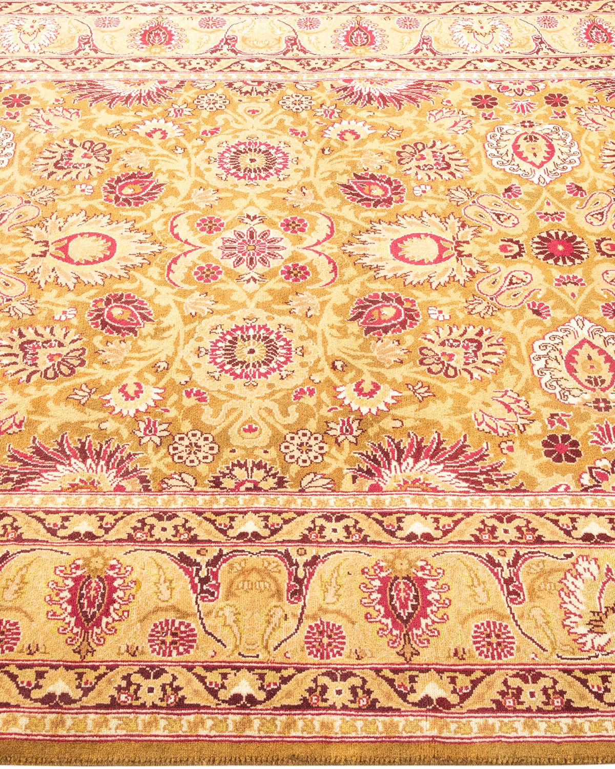 Tapis Oriental Mogul jaune noué à la main, unique en son genre Neuf - En vente à Norwalk, CT