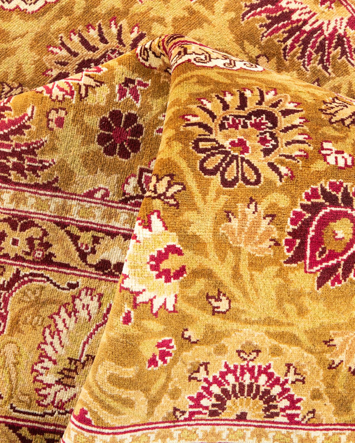 Tapis Oriental Mogul jaune noué à la main, unique en son genre en vente 1