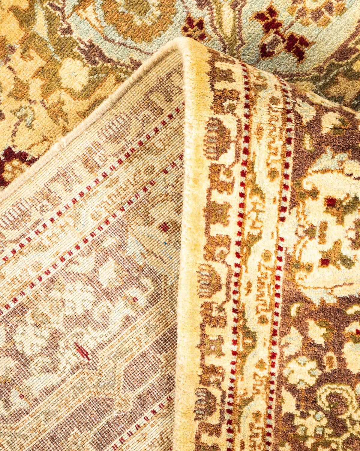 Laine Tapis Oriental Mogul jaune noué à la main, unique en son genre en vente