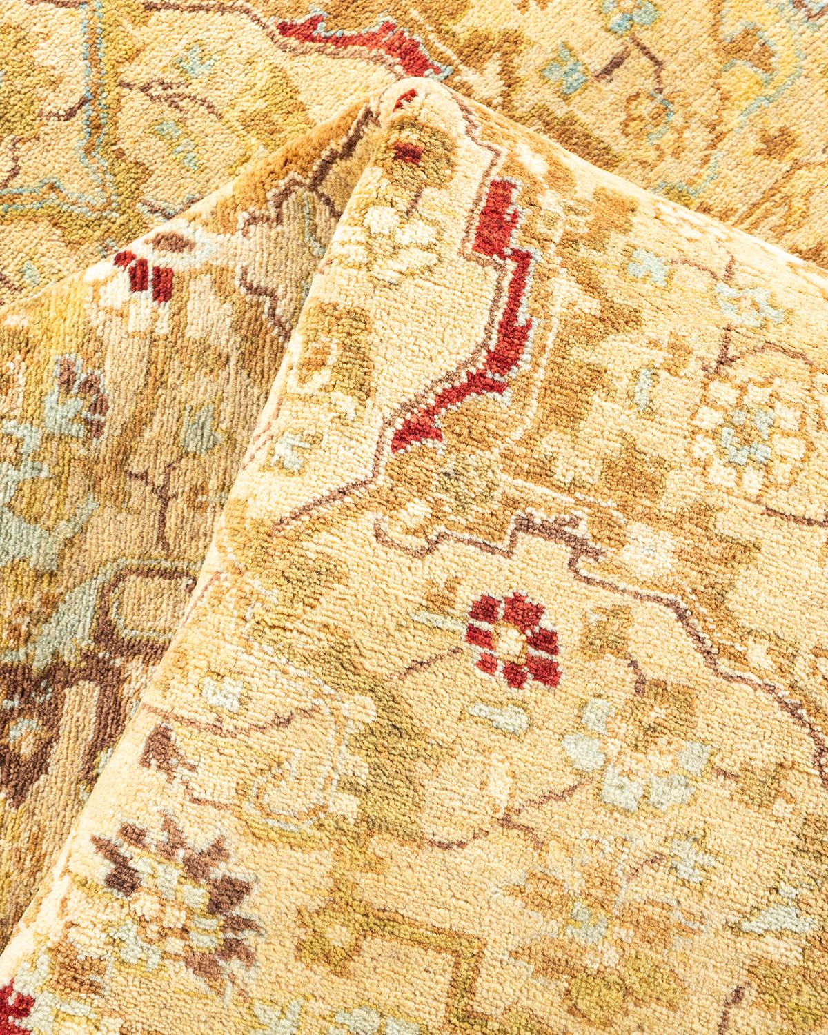 Tapis Oriental Mogul jaune noué à la main, unique en son genre en vente 1