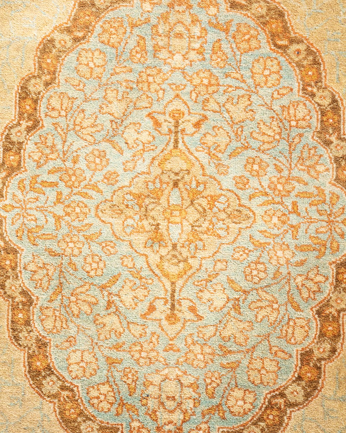 Pakistanais Tapis unique Oriental Mogul jaune noué à la main de 4' 9