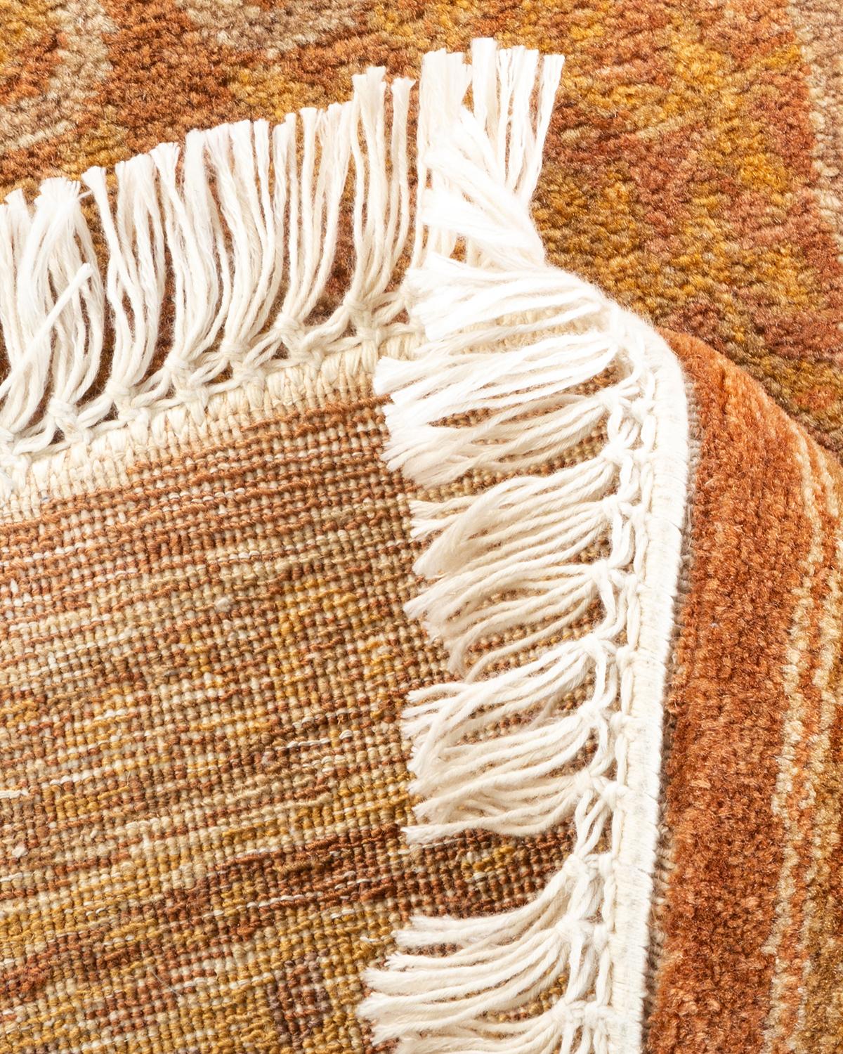 Laine Tapis Oriental Mogul jaune noué à la main, unique en son genre en vente