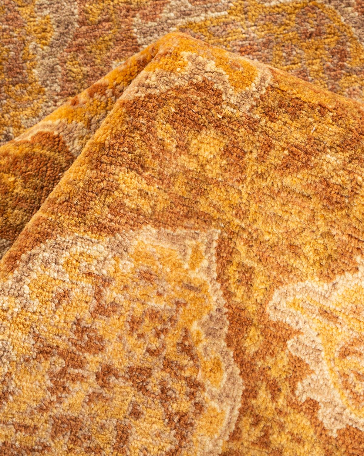Tapis Oriental Mogul jaune noué à la main, unique en son genre en vente 1