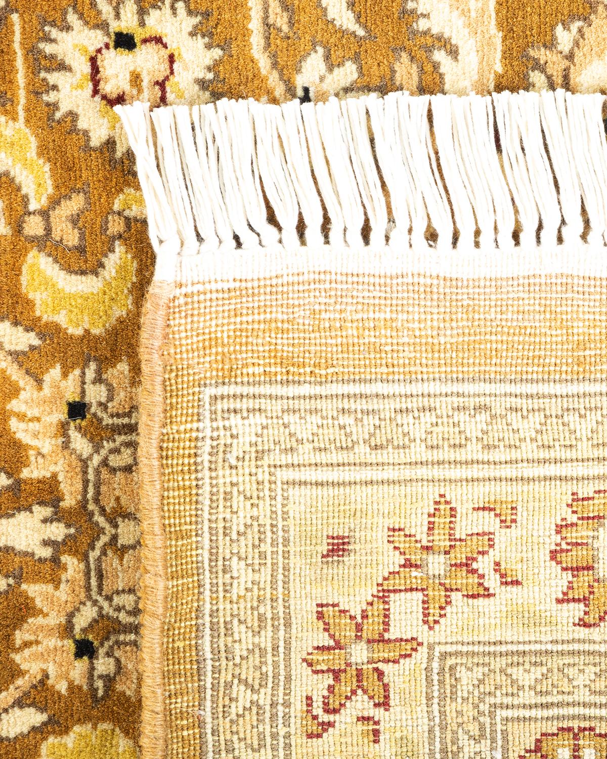 Contemporary One-of-a-kind Hand Knotted Oriental Mogul Yellow Area Rug For Sale