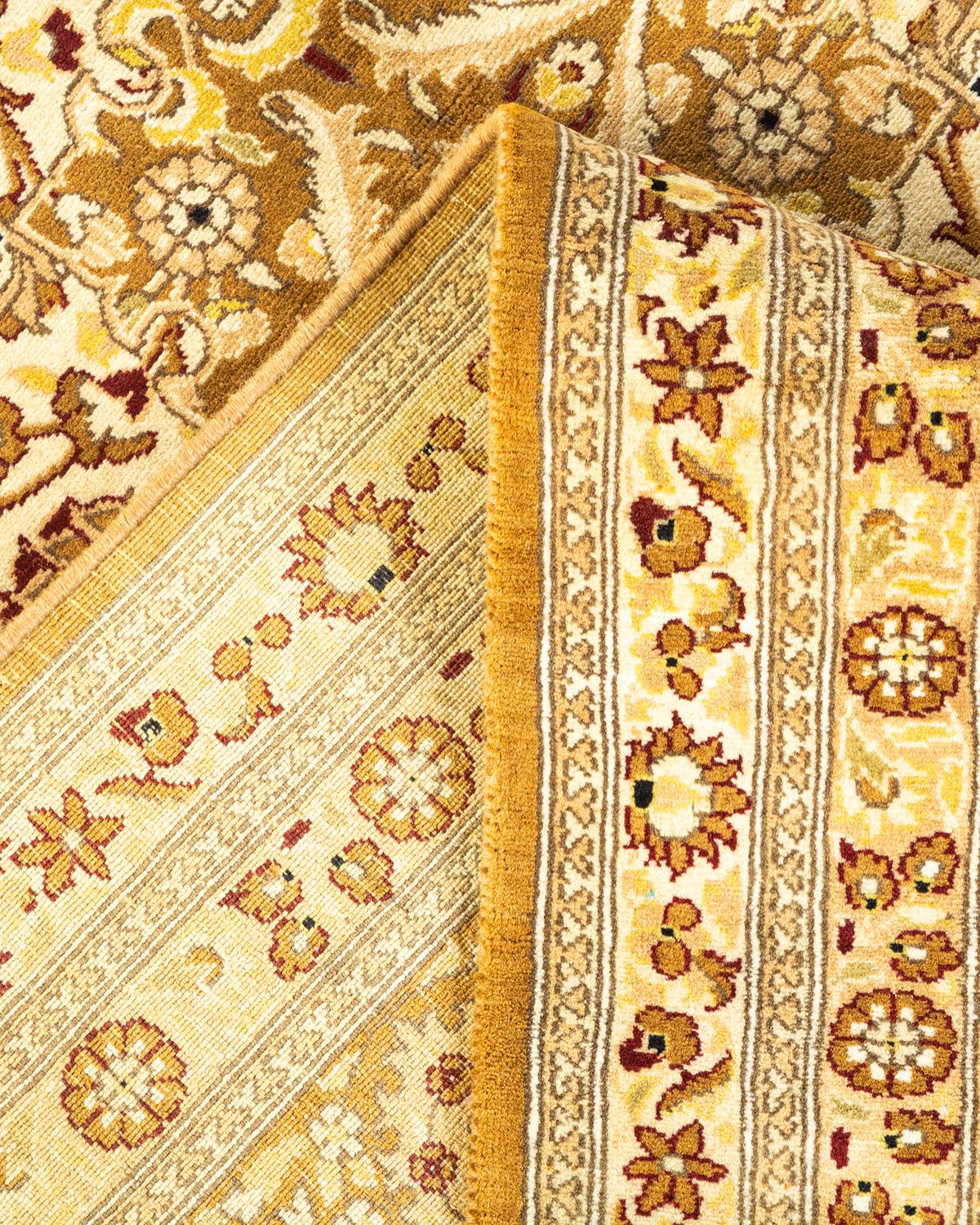 Wool One-of-a-kind Hand Knotted Oriental Mogul Yellow Area Rug For Sale