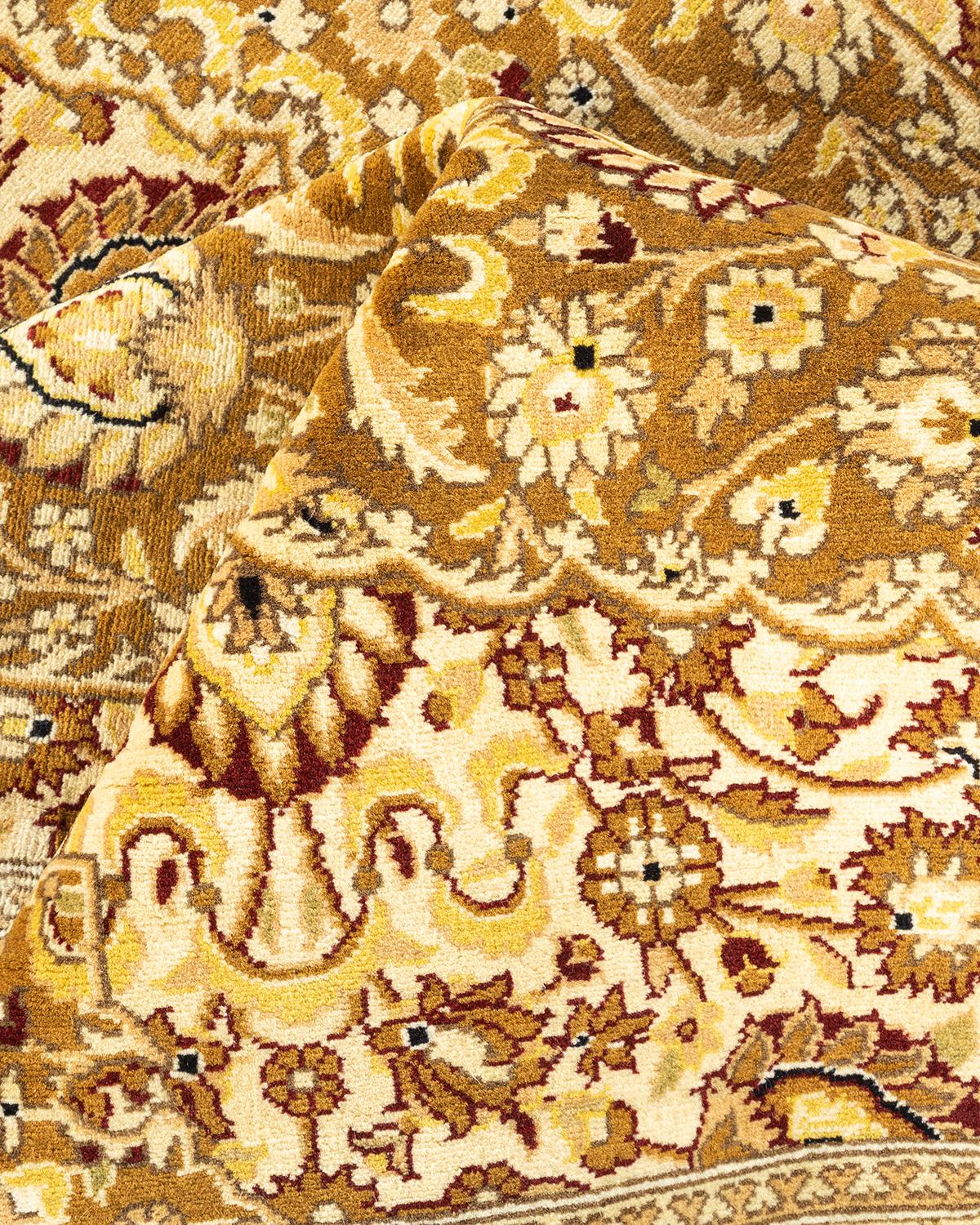 One-of-a-kind Hand Knotted Oriental Mogul Yellow Area Rug For Sale 1