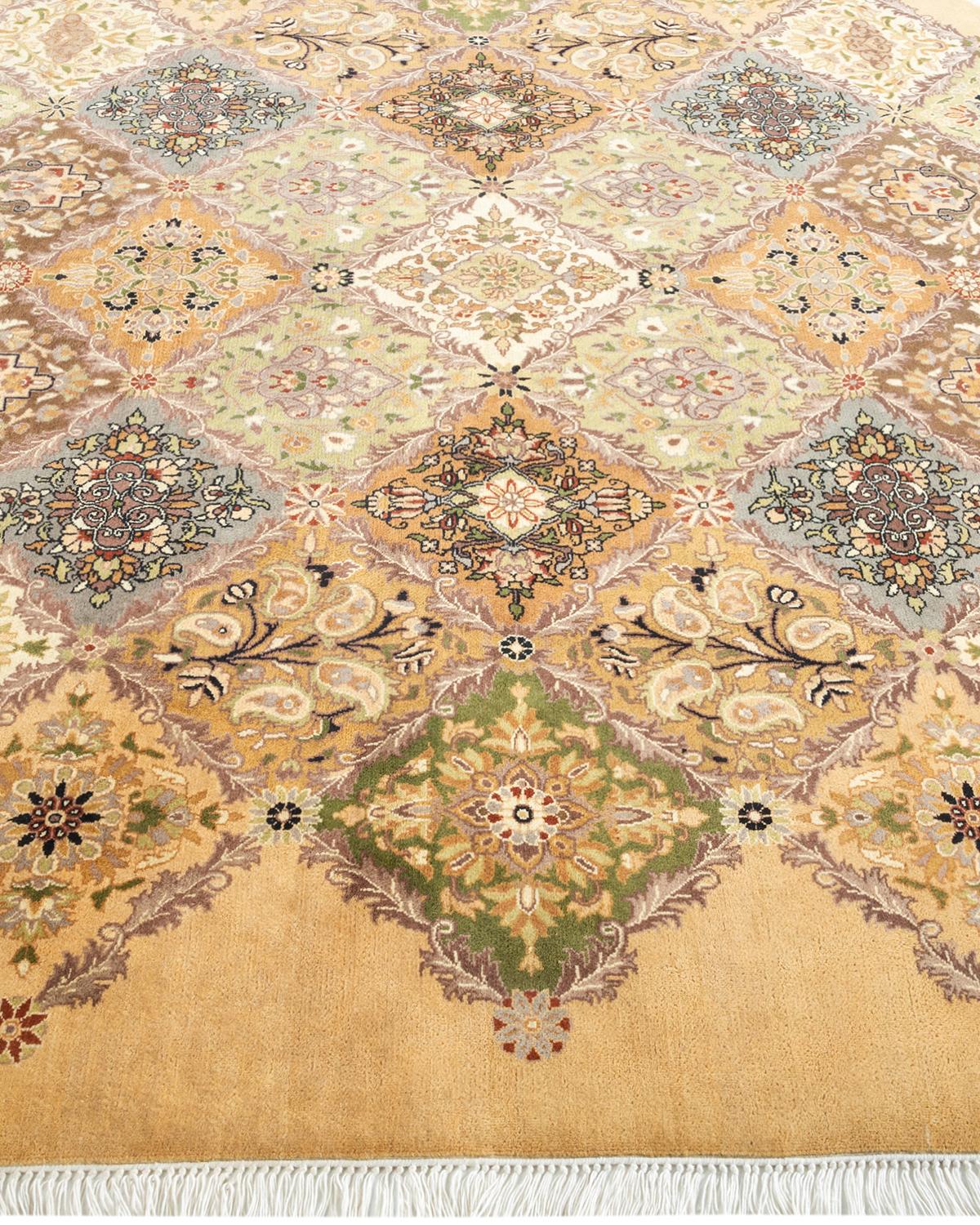 Tapis unique Oriental Mogul jaune noué à la main, unique en son genre Neuf - En vente à Norwalk, CT