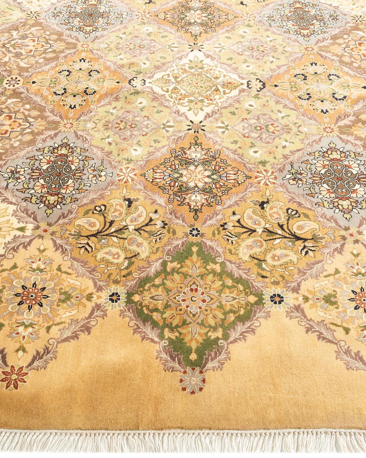 Handgeknüpfter orientalischer Mogul-Teppich in Gelb, Unikat im Zustand „Neu“ im Angebot in Norwalk, CT