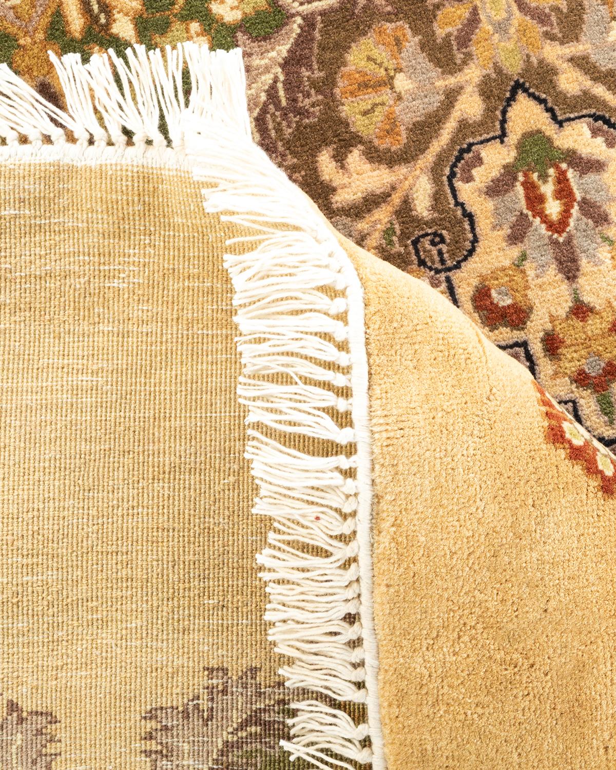 Handgeknüpfter orientalischer Mogul-Teppich in Gelb, Unikat (Wolle) im Angebot