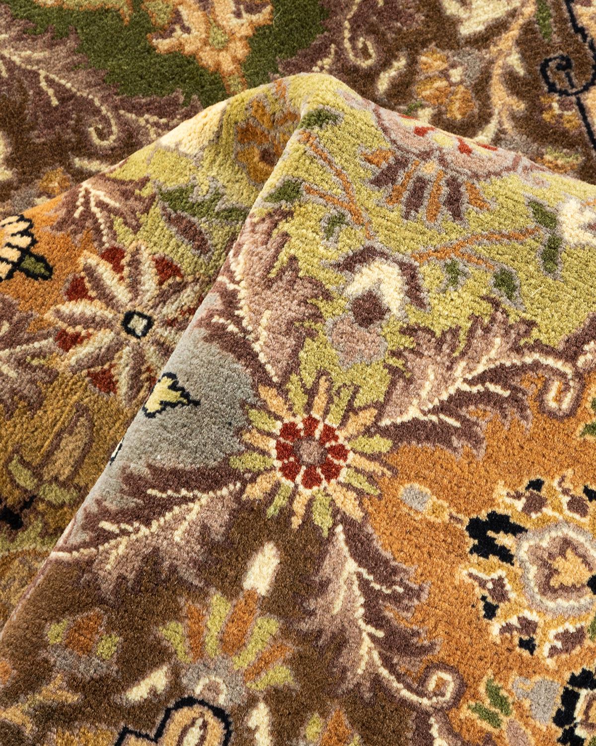 Tapis unique Oriental Mogul jaune noué à la main, unique en son genre en vente 1