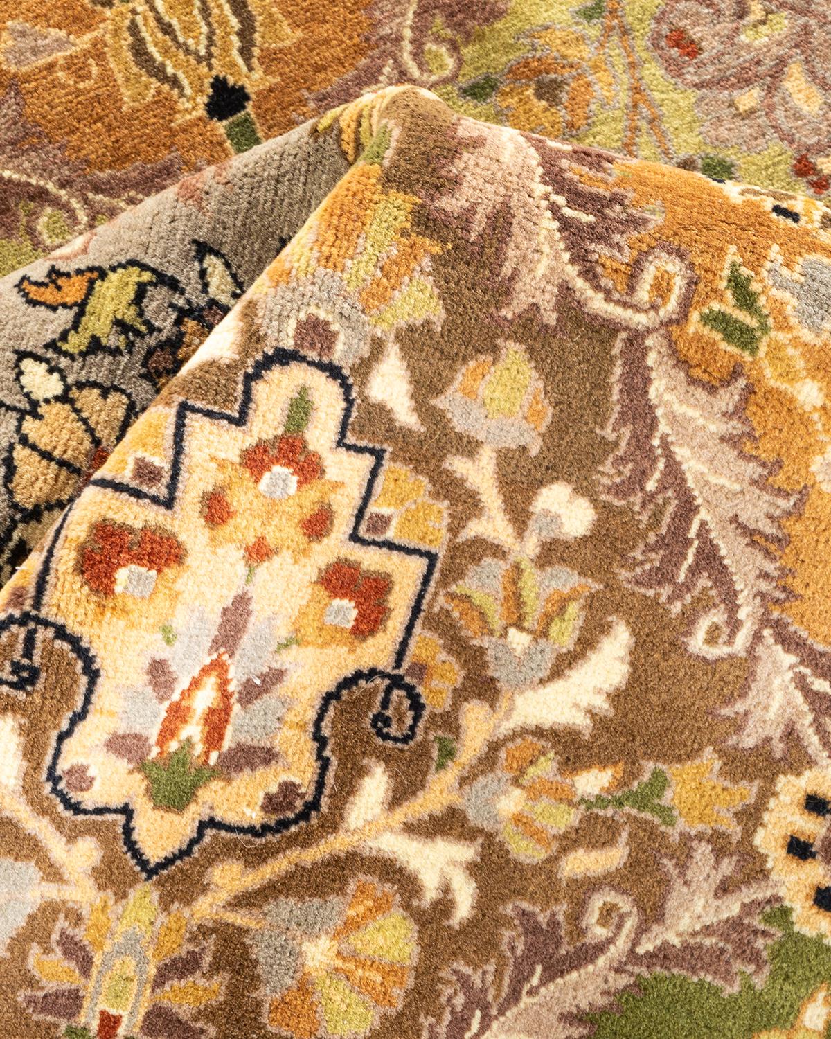 Handgeknüpfter orientalischer Mogul-Teppich in Gelb, Unikat im Angebot 1