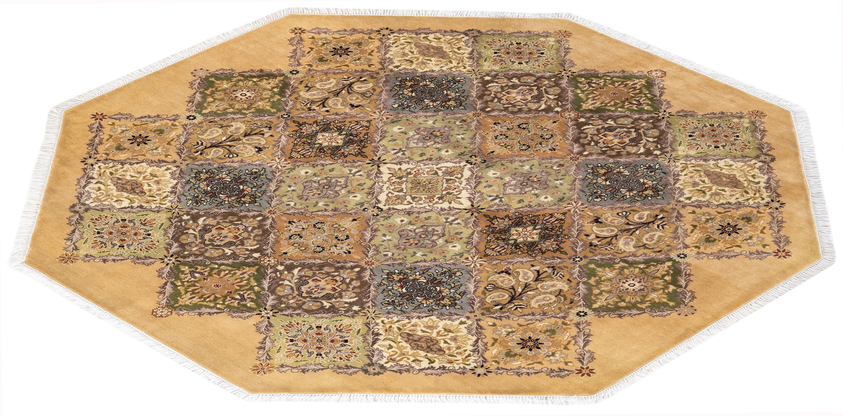 Tapis unique Oriental Mogul jaune noué à la main, unique en son genre en vente 2