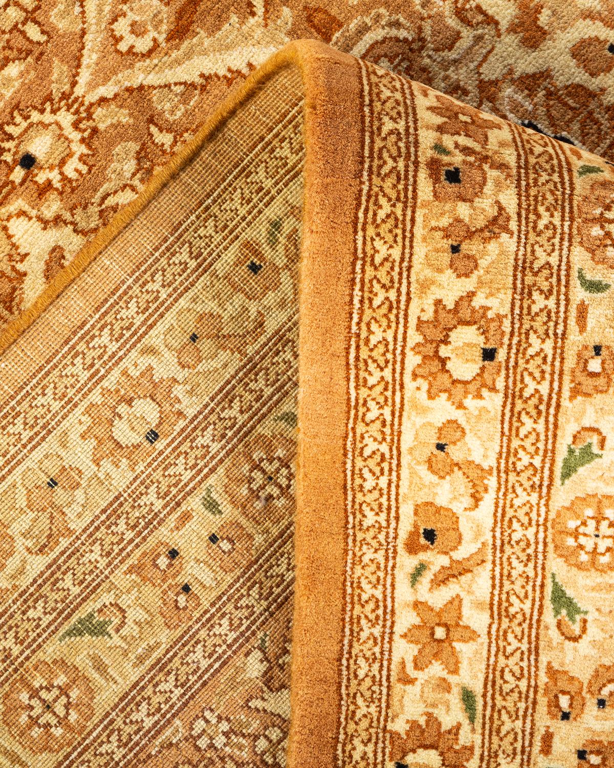 Laine Tapis d'Orient Mogul jaune, noué à la main, unique en son genre en vente