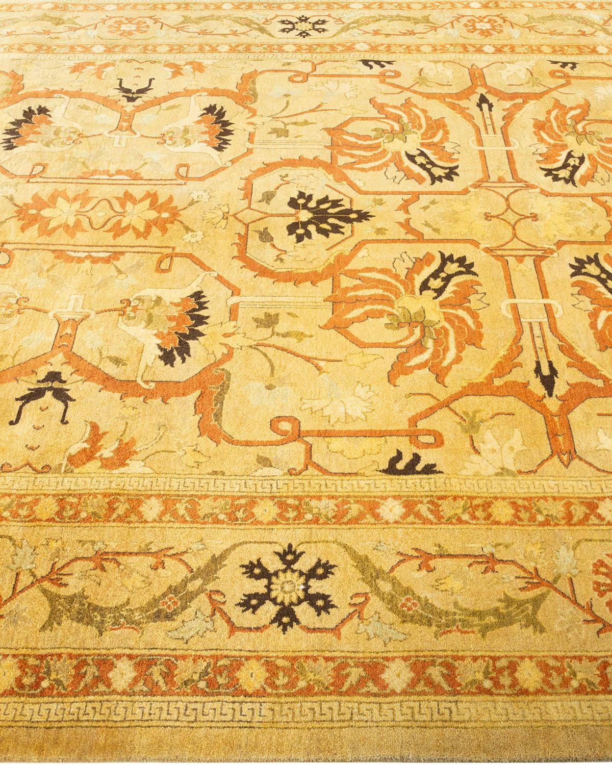 One-Of-A-Kind Hand Knotted Oriental Mogul Yellow Area Rug In New Condition For Sale In Norwalk, CT
