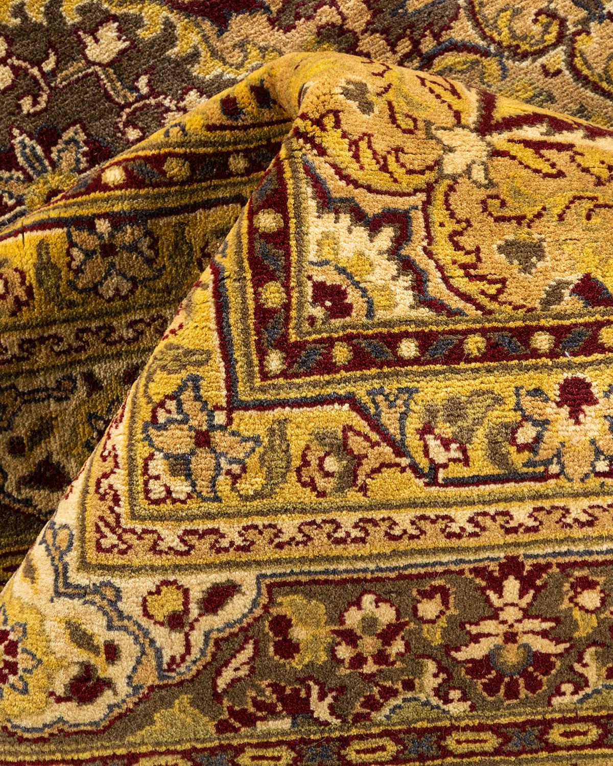 Tapis d'Orient Mogul jaune, noué à la main, unique en son genre en vente 1