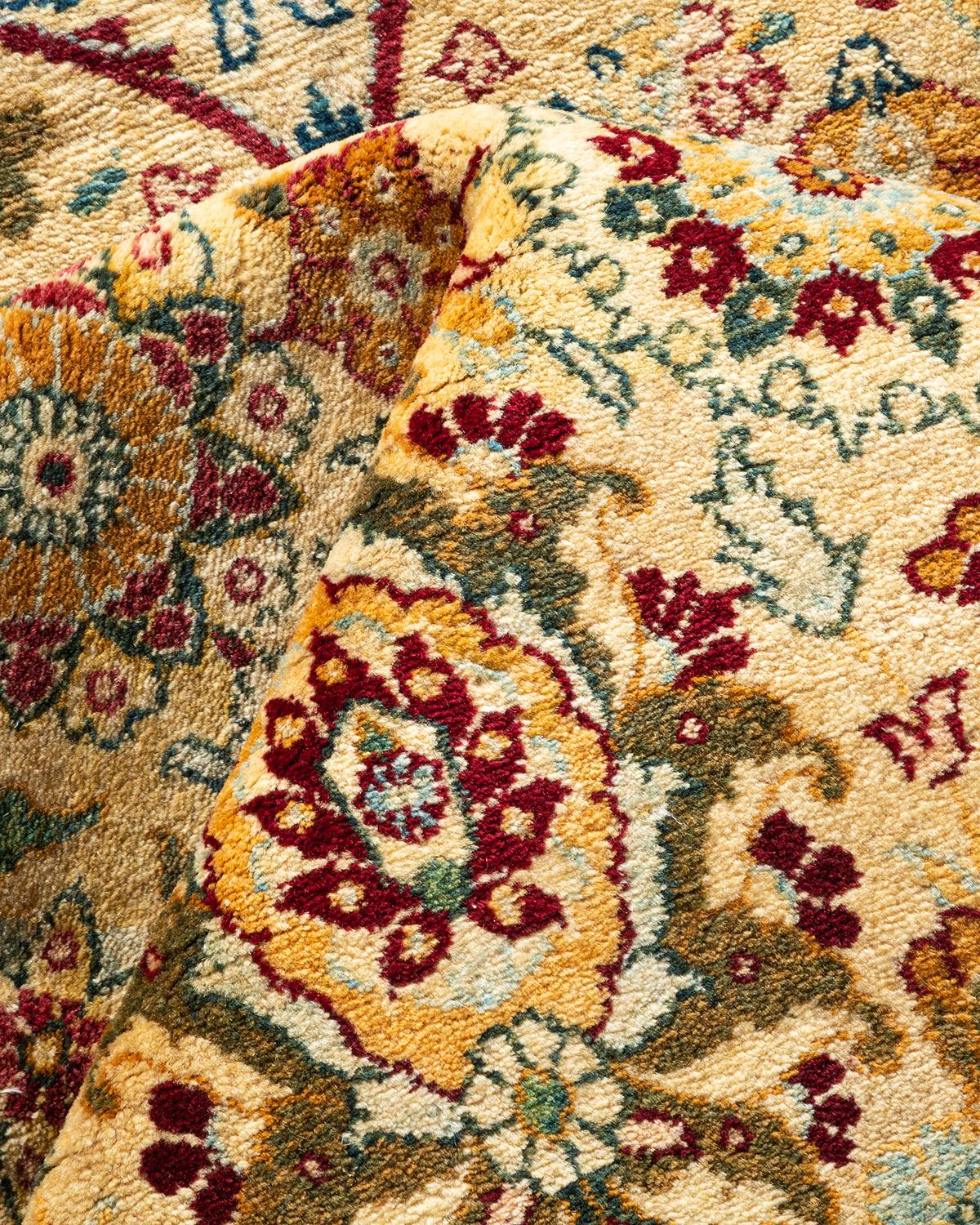 One-Of-A-Kind Hand Knotted Oriental Mogul Yellow Area Rug For Sale 1