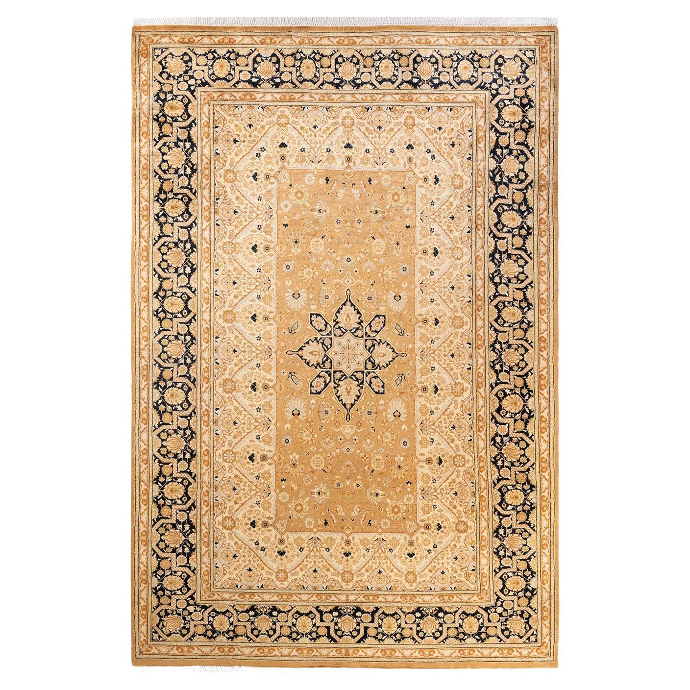 One-Of-A-Kind Hand Knotted Oriental Mogul Yellow Area Rug