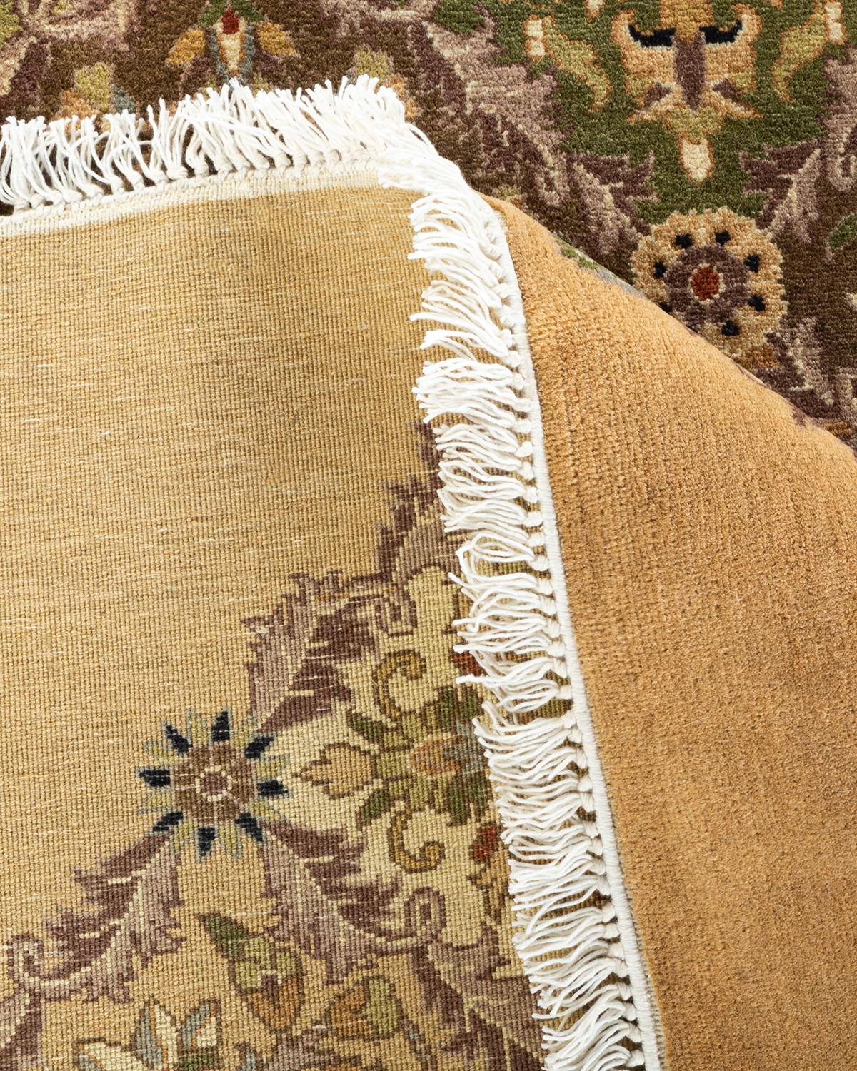 Wool One-of-a-kind Hand Knotted Oriental Mogul Yellow Area Rug For Sale