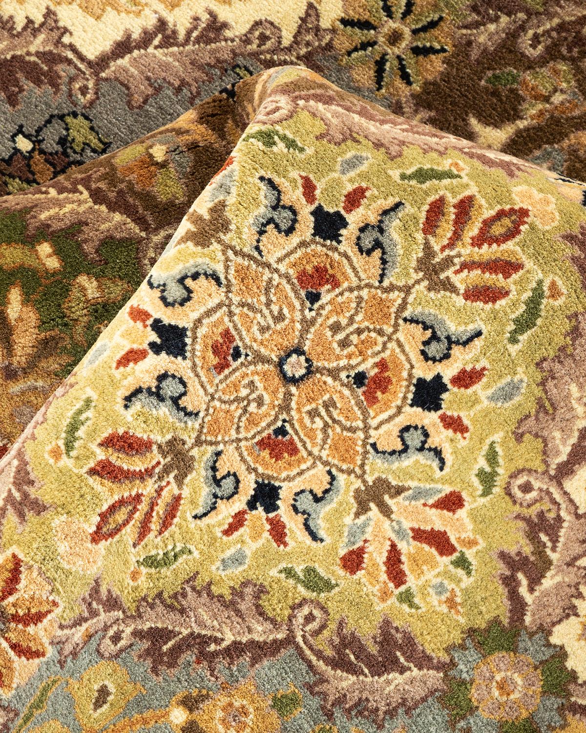 One-of-a-kind Hand Knotted Oriental Mogul Yellow Area Rug For Sale 1