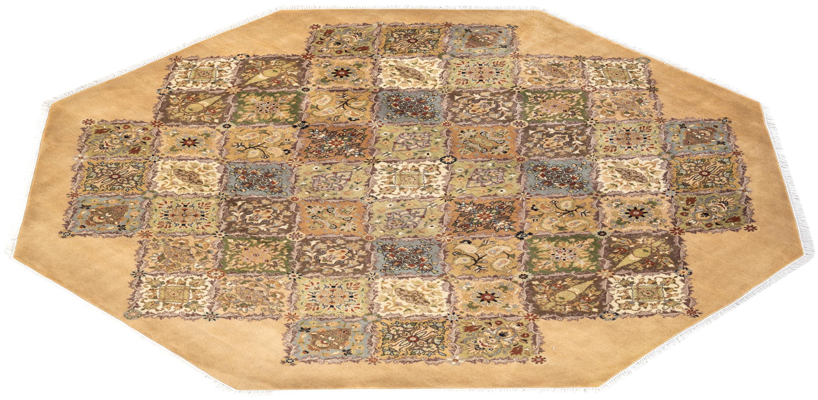 One-of-a-kind Hand Knotted Oriental Mogul Yellow Area Rug For Sale 2