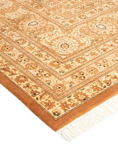 Handgeknüpfter orientalischer Mogul-Teppich in Gelb, Unikat