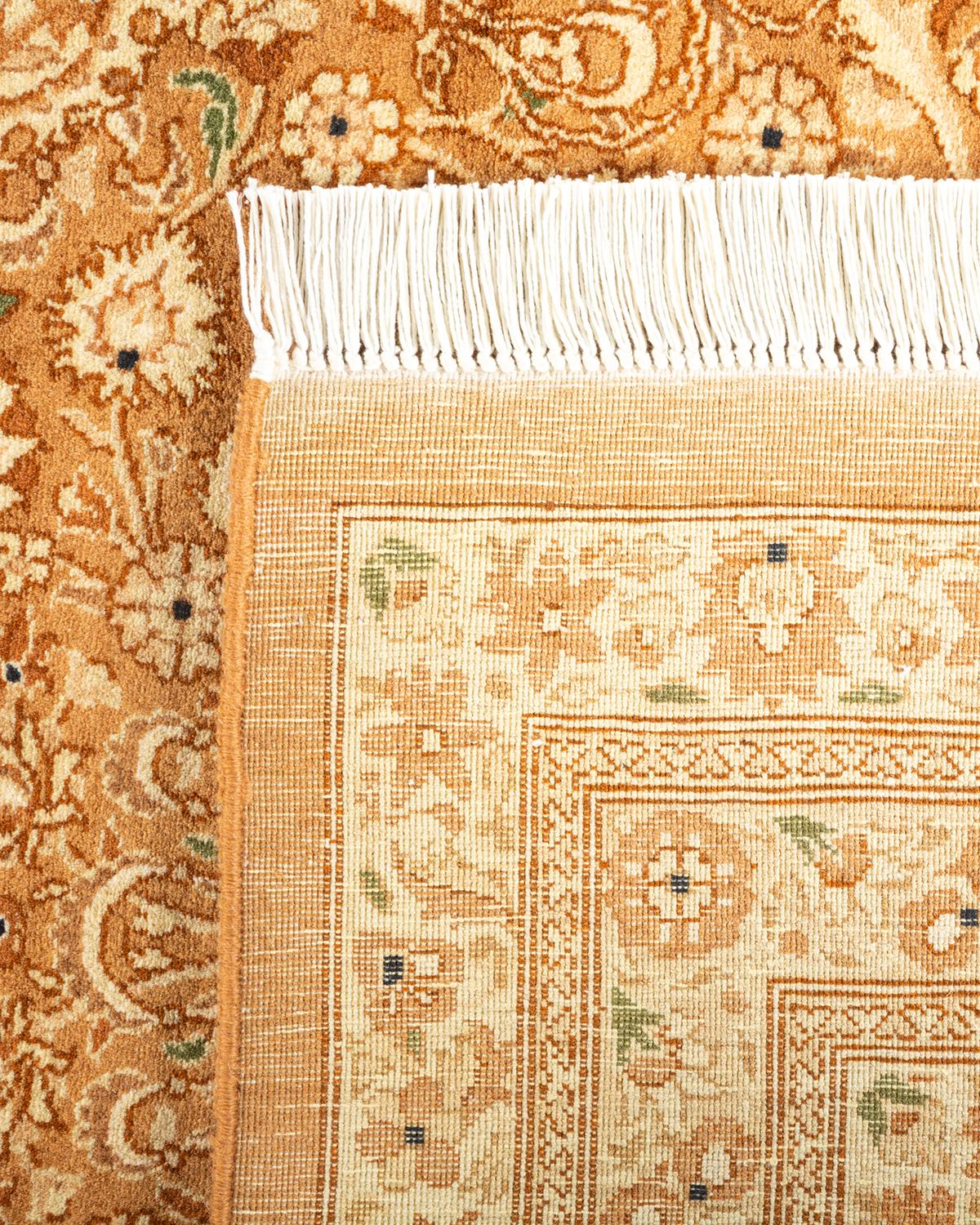 Contemporary One-Of-A-Kind Hand Knotted Oriental Mogul Yellow Area Rug For Sale