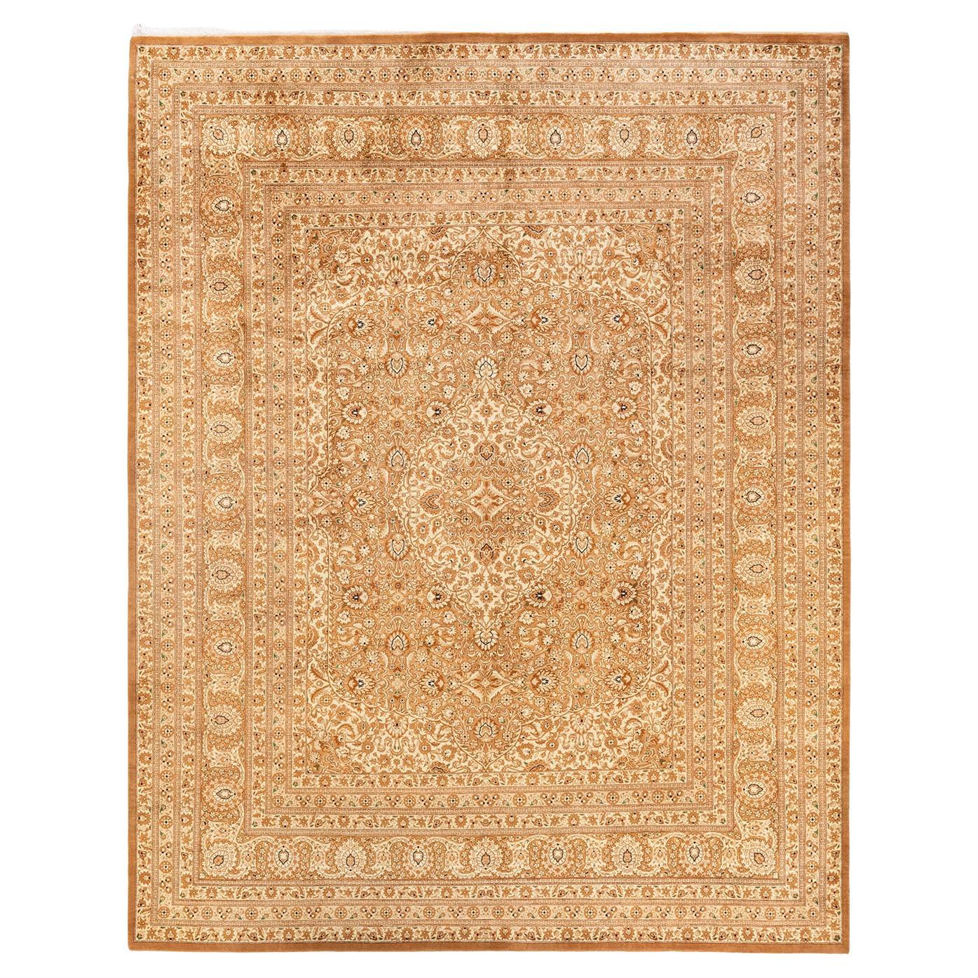 One-Of-A-Kind Hand Knotted Oriental Mogul Yellow Area Rug For Sale