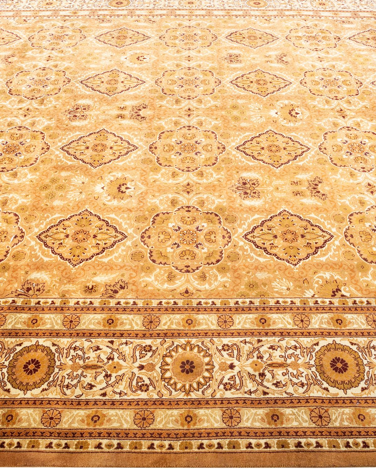 Tapis unique Oriental Mogul jaune noué à la main, unique en son genre Neuf - En vente à Norwalk, CT