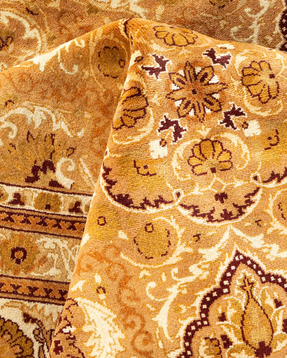 Tapis unique Oriental Mogul jaune noué à la main, unique en son genre en vente 1
