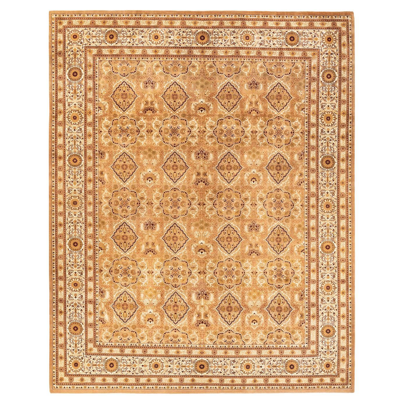 One-Of-A-Kind Hand Knotted Oriental Mogul Yellow Area Rug