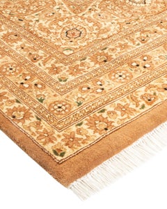 Handgeknüpfter orientalischer Mogul-Teppich in Gelb, Unikat