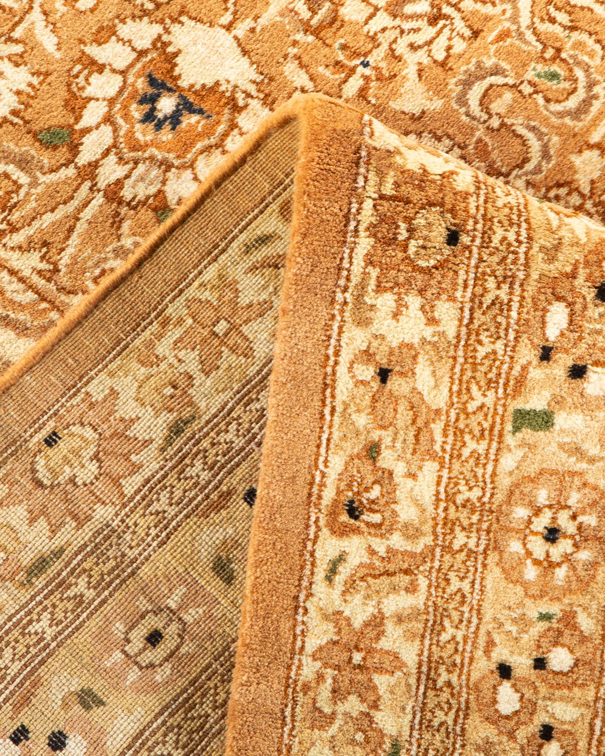 Laine Tapis Oriental Mogul jaune noué à la main, unique en son genre en vente