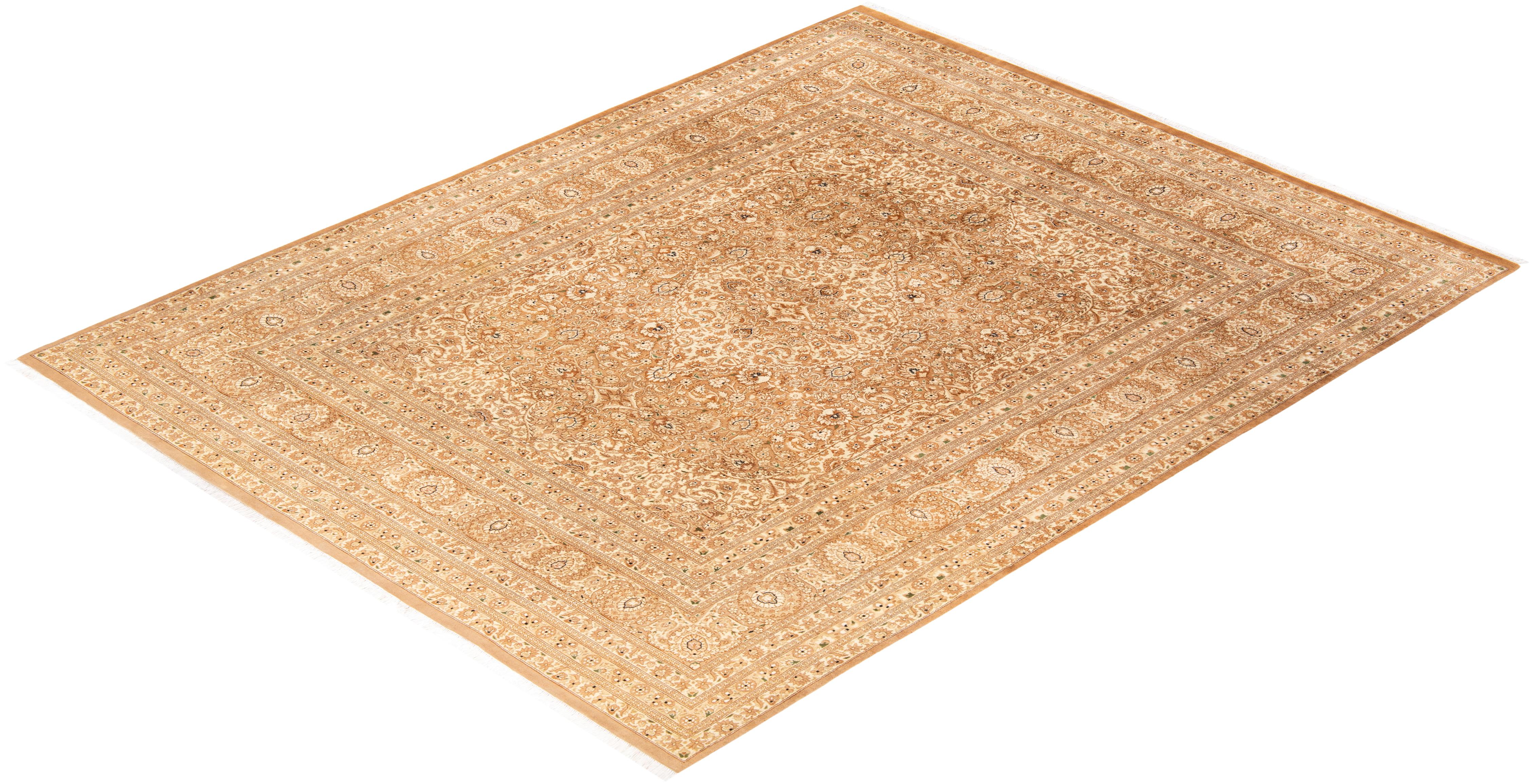 Tapis Oriental Mogul jaune noué à la main, unique en son genre en vente 2
