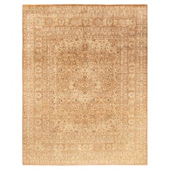 Tapis Oriental Mogul jaune noué à la main, unique en son genre