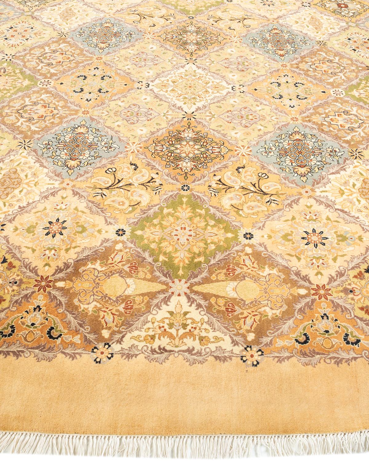 Tapis Oriental Mogul jaune noué à la main, unique en son genre Neuf - En vente à Norwalk, CT