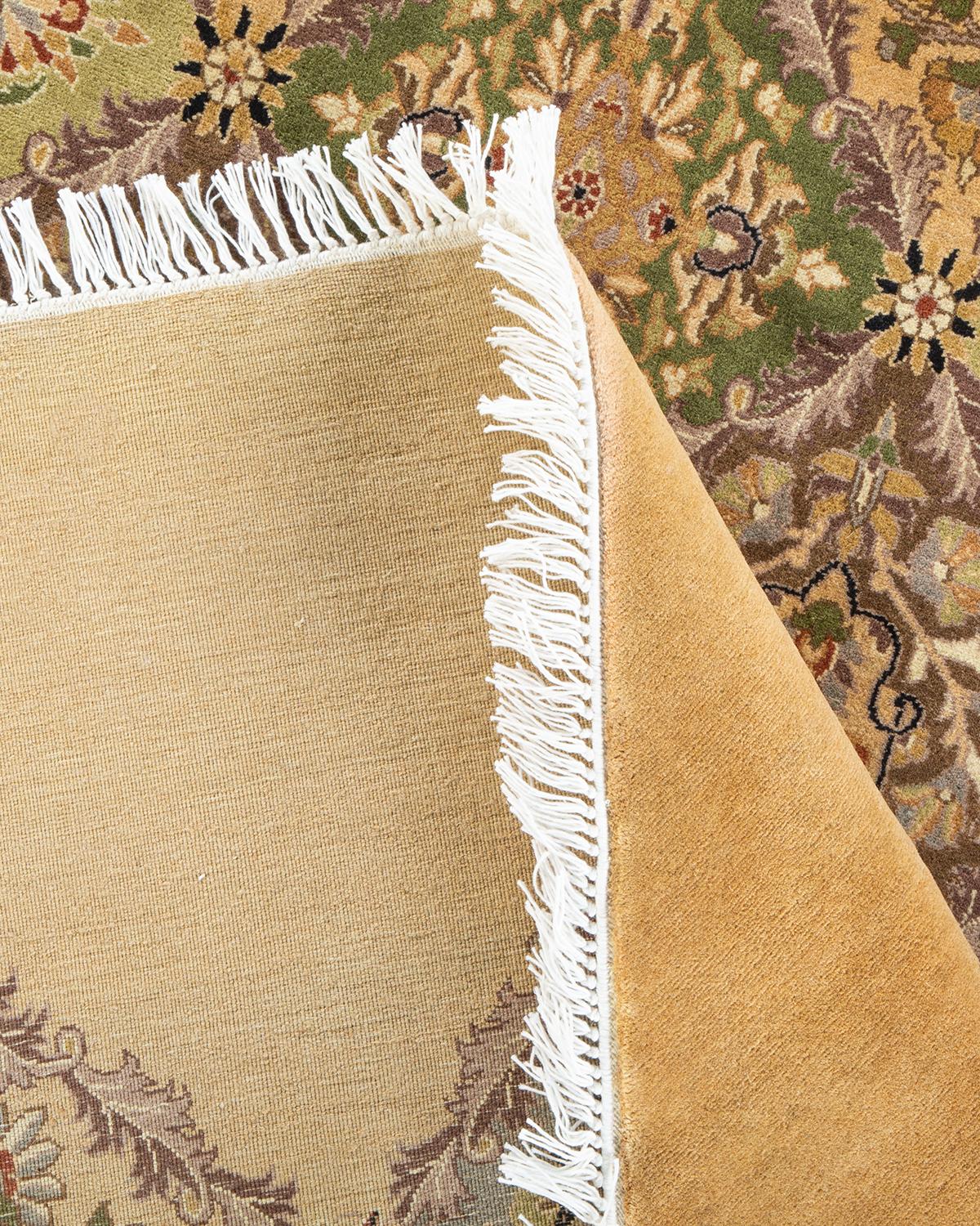 Handgeknüpfter orientalischer Mogul-Teppich in Gelb, Unikat (Wolle) im Angebot