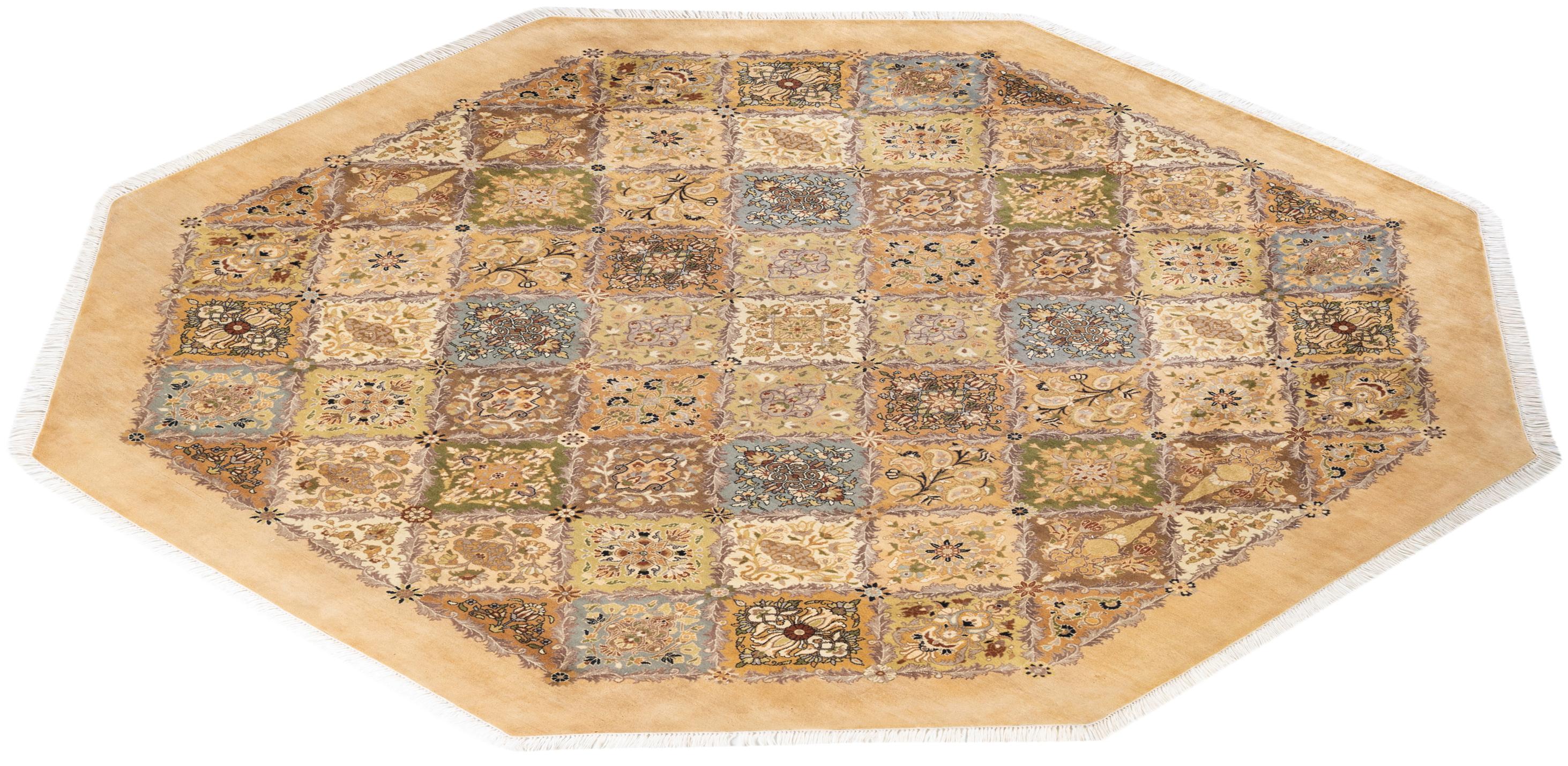 Tapis Oriental Mogul jaune noué à la main, unique en son genre en vente 2