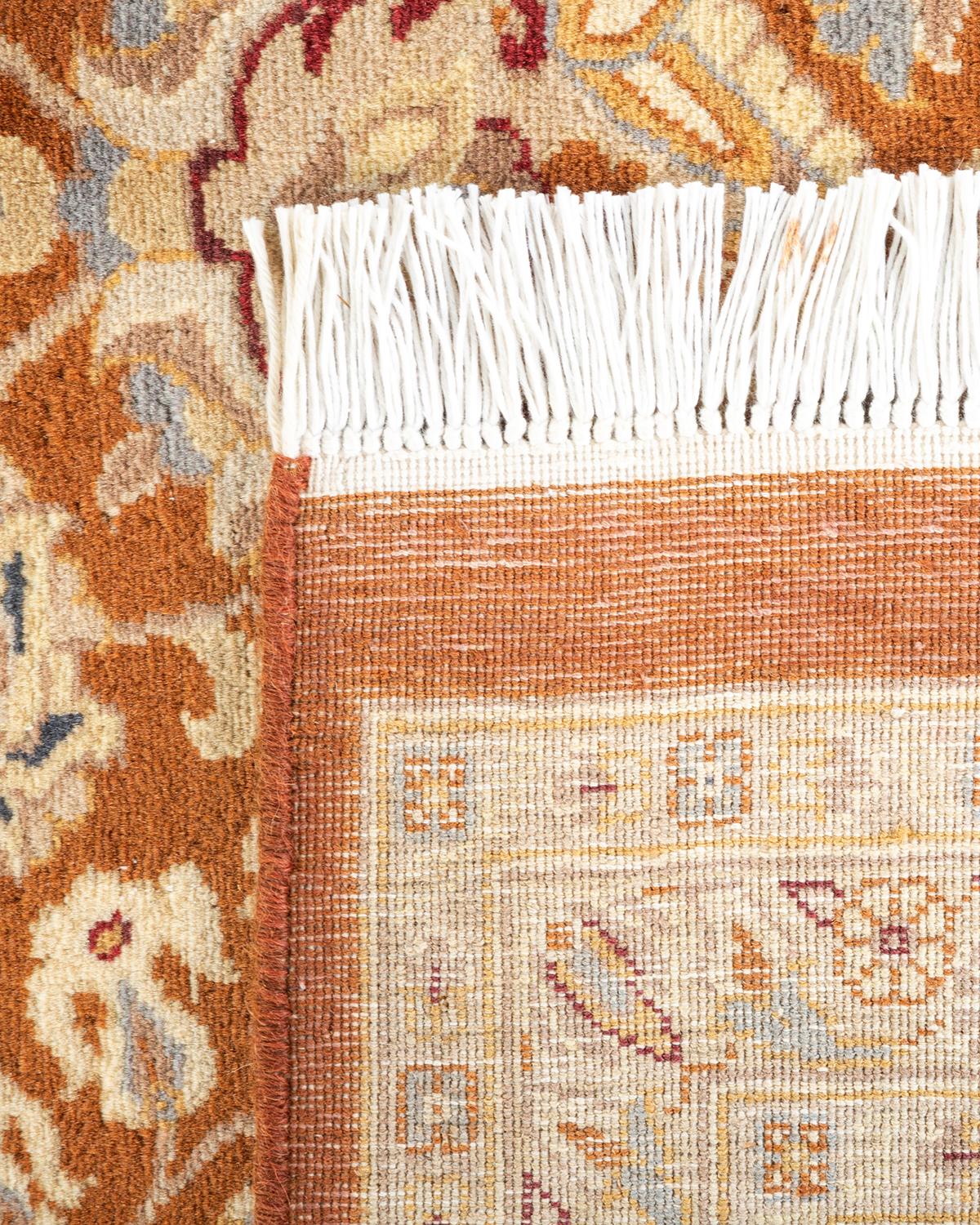 Contemporary One-of-a-kind Hand Knotted Oriental Mogul Yellow Area Rug For Sale