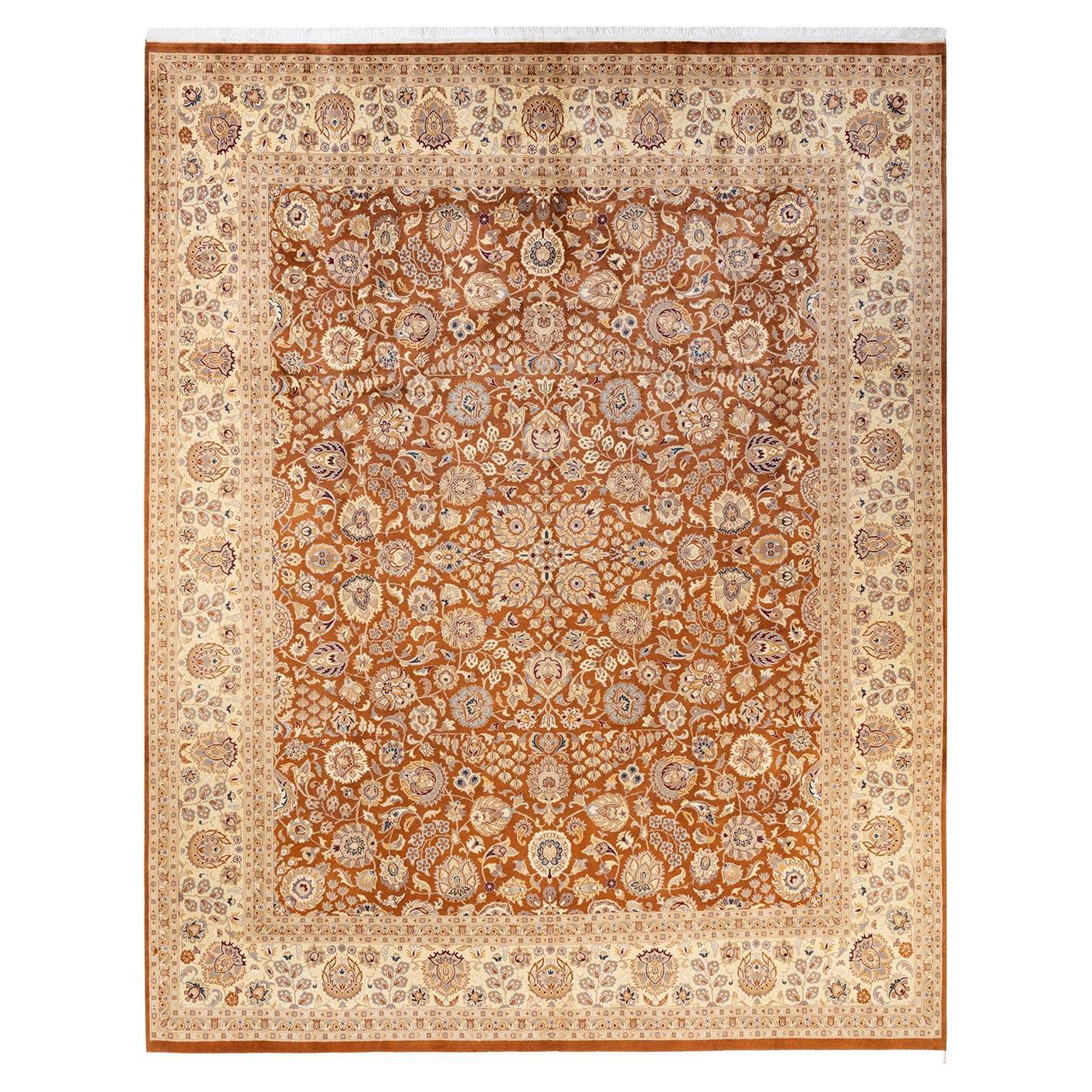 One-of-a-kind Hand Knotted Oriental Mogul Yellow Area Rug For Sale