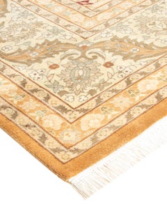 Handgeknüpfter orientalischer Mogul-Teppich in Gelb, Unikat