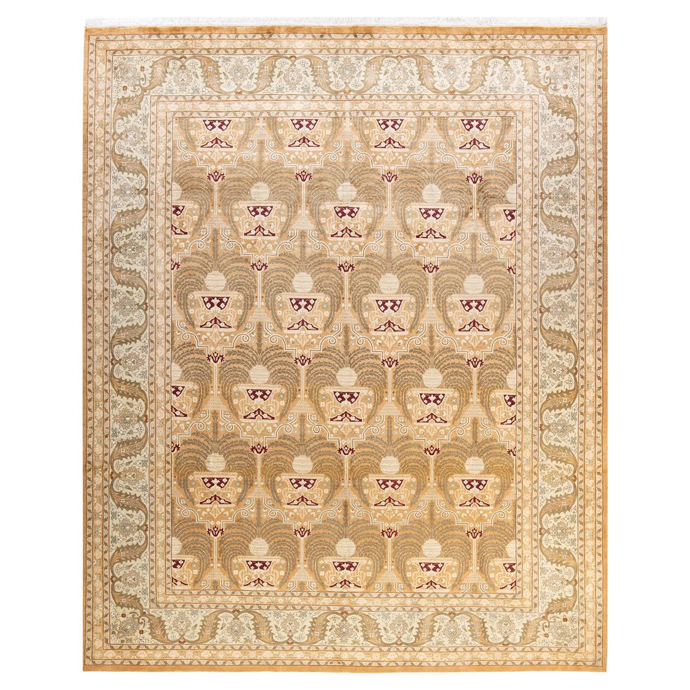 One-Of-A-Kind Hand Knotted Oriental Mogul Yellow Area Rug For Sale