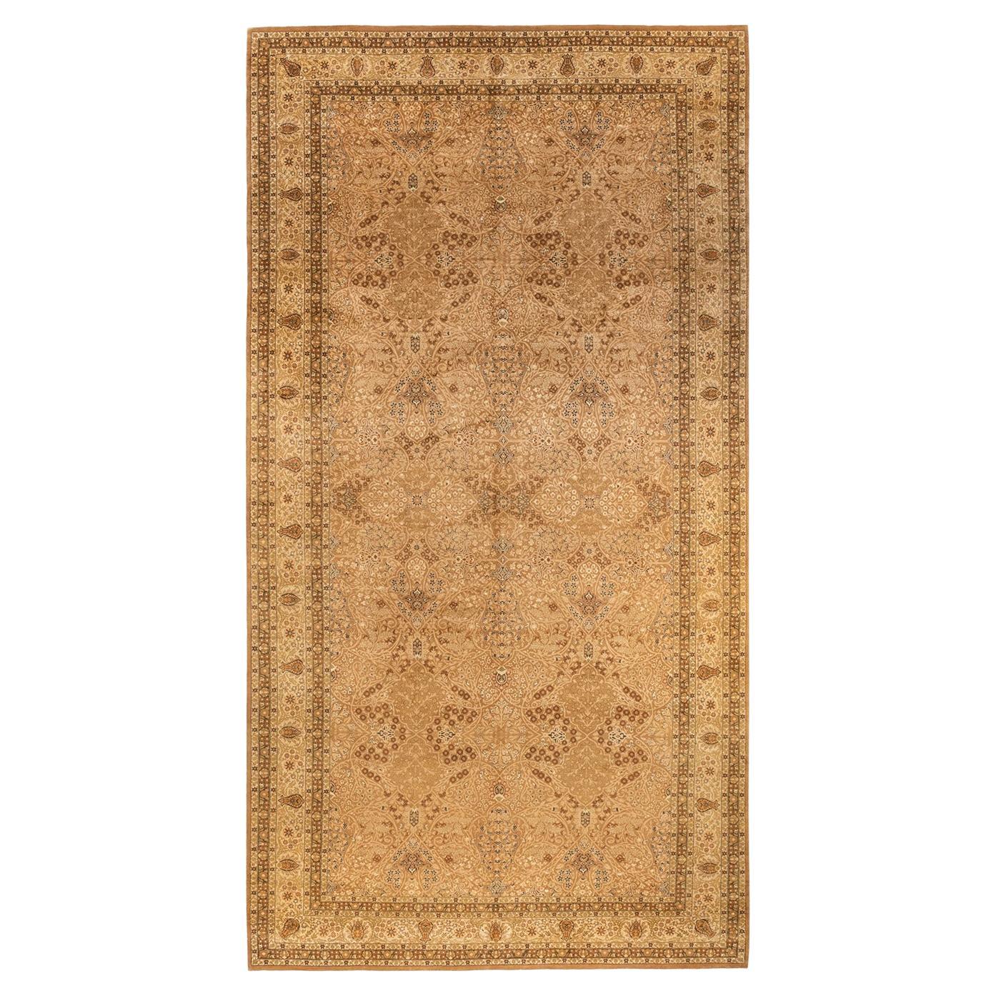 One-of-a-Kind Hand Knotted Oriental Mogul Yellow Area Rug For Sale