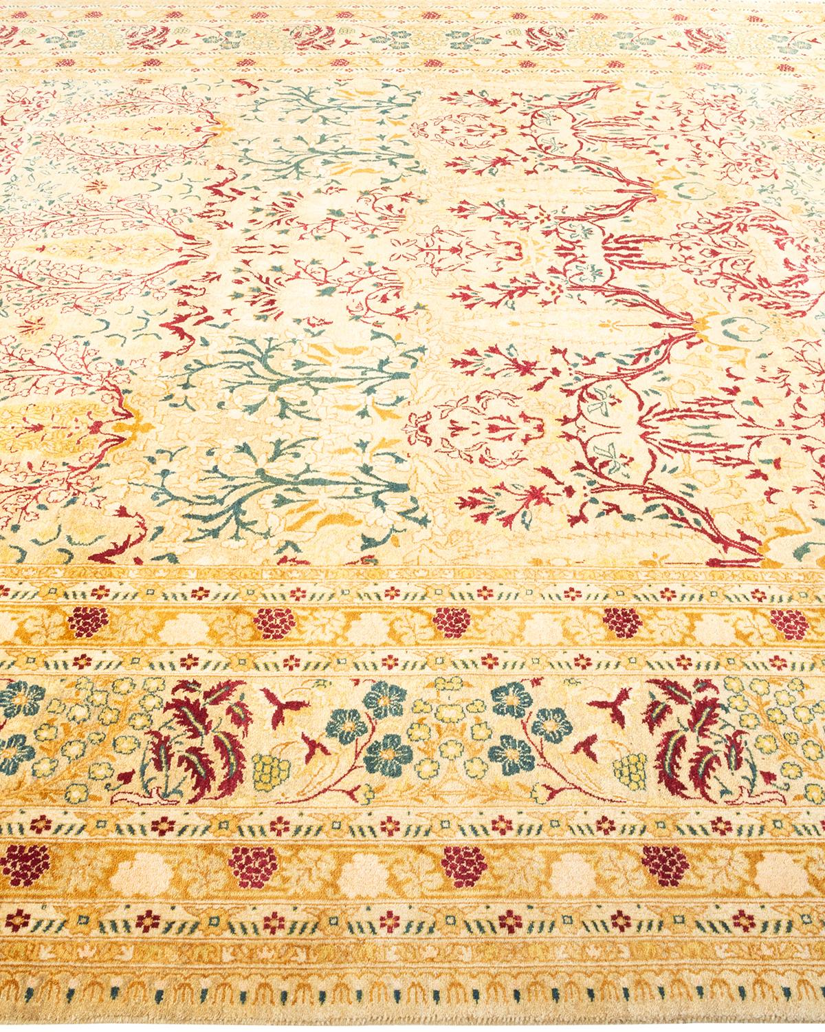 Tapis Oriental Mogul jaune noué à la main, unique en son genre Neuf - En vente à Norwalk, CT