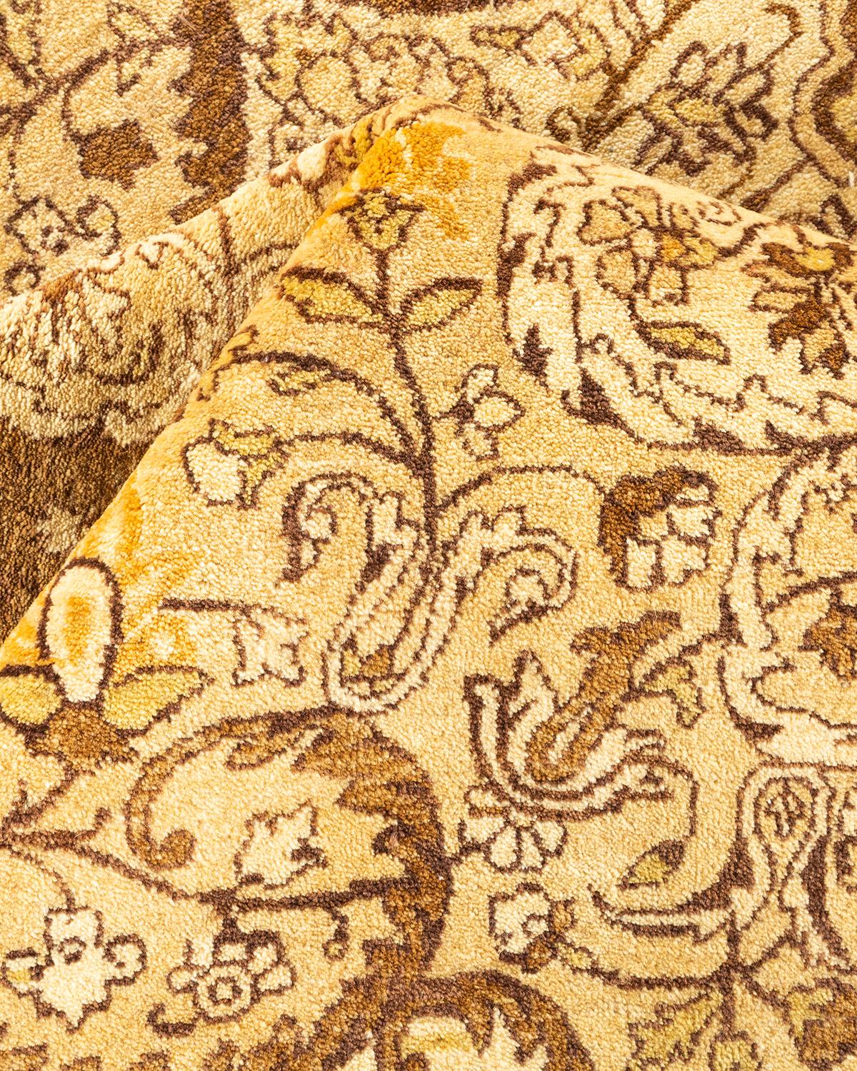 Tapis Oriental Mogul jaune noué à la main, unique en son genre en vente 1