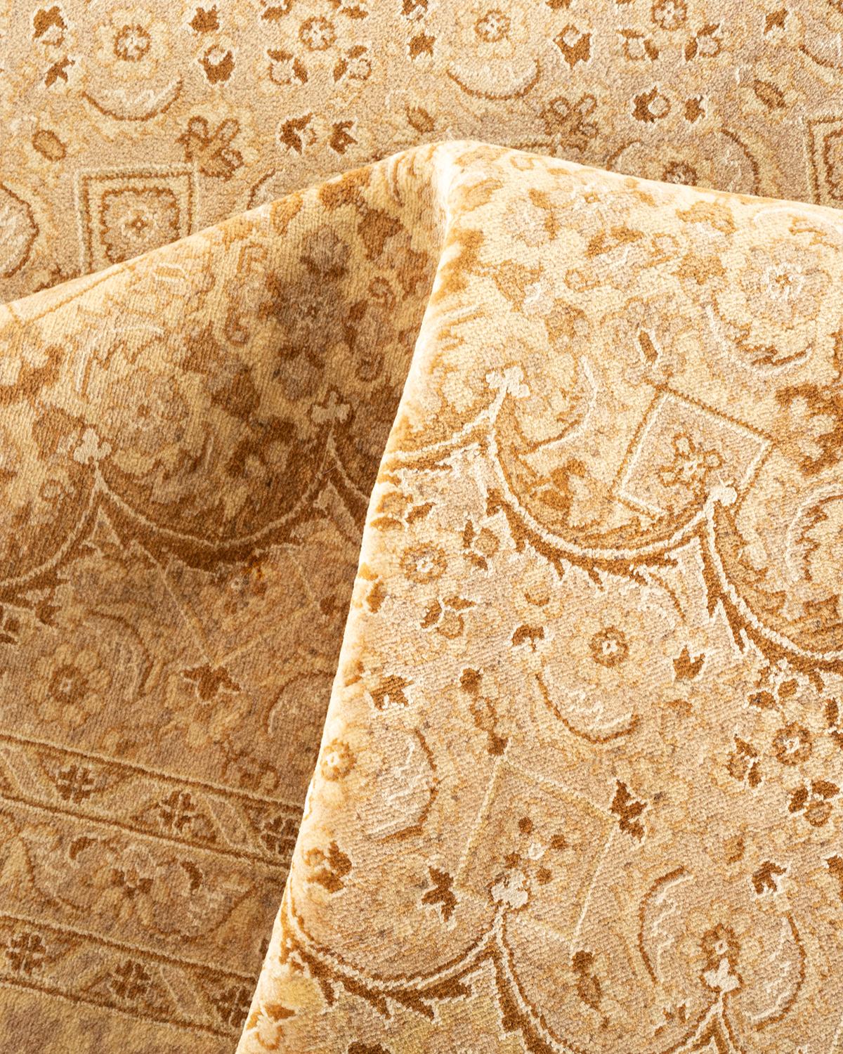 Tapis Oriental Mogul jaune noué à la main, unique en son genre en vente 1