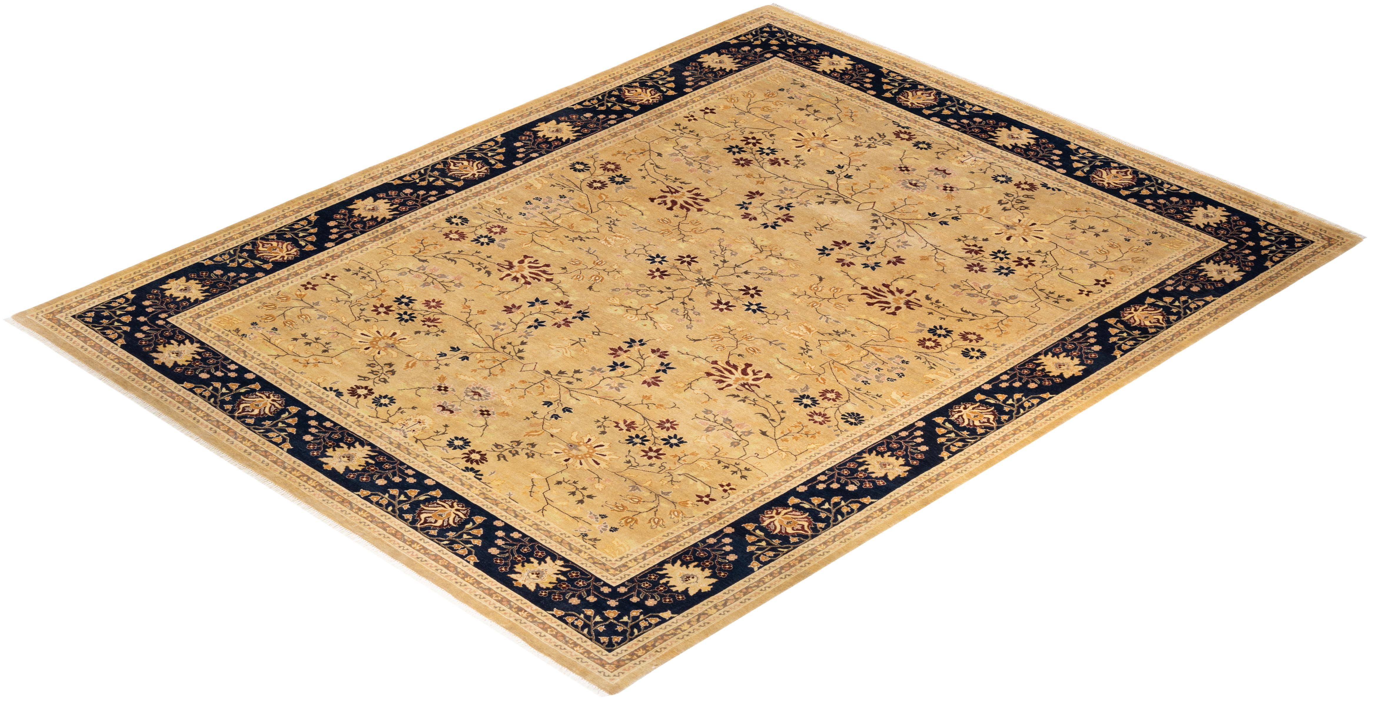 Alfombra Oriental Mogul Amarilla Anudada a Mano, Única en su Género en venta 2