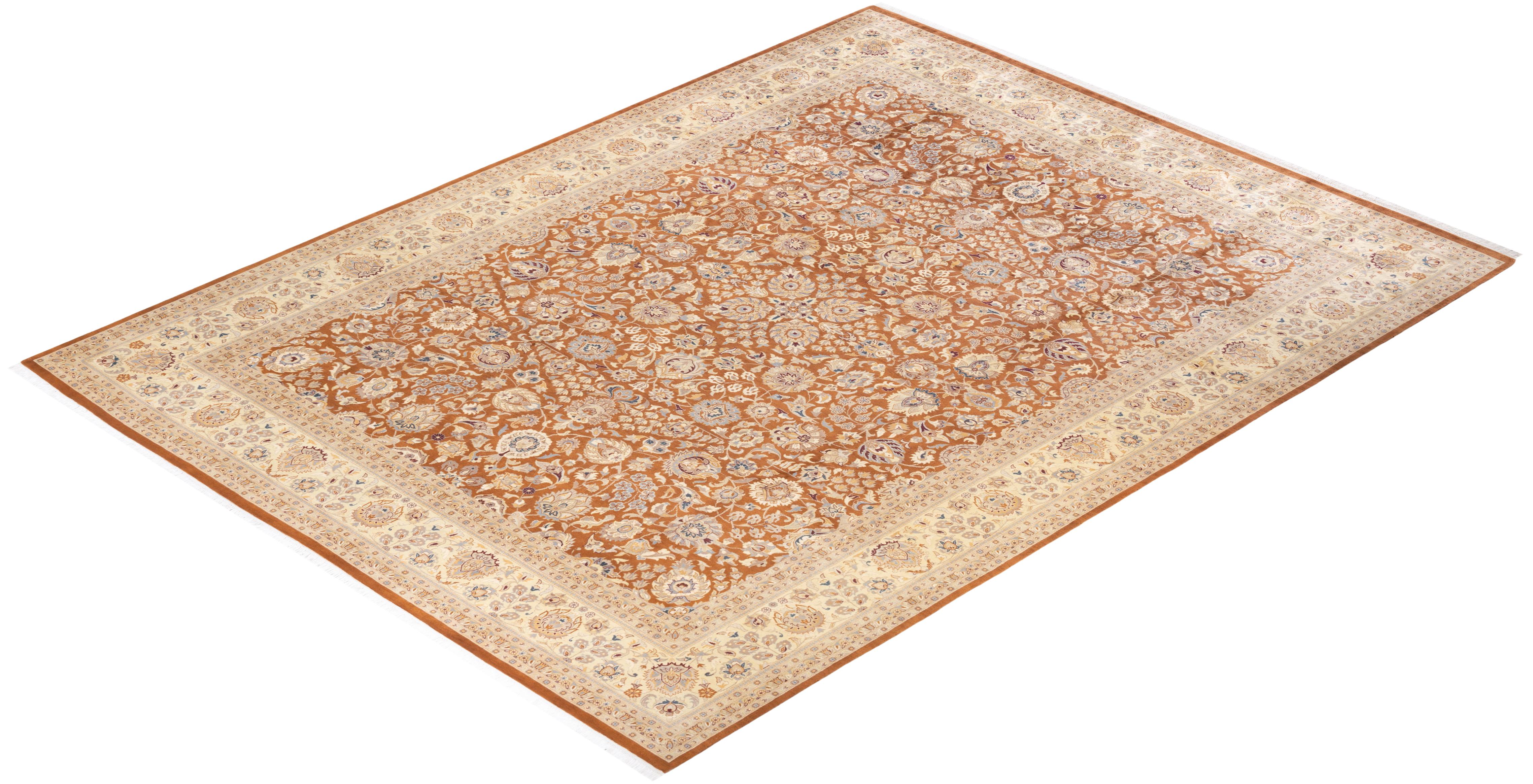 Alfombra Oriental Mogul Amarilla Anudada a Mano, Única en su Género en venta 2