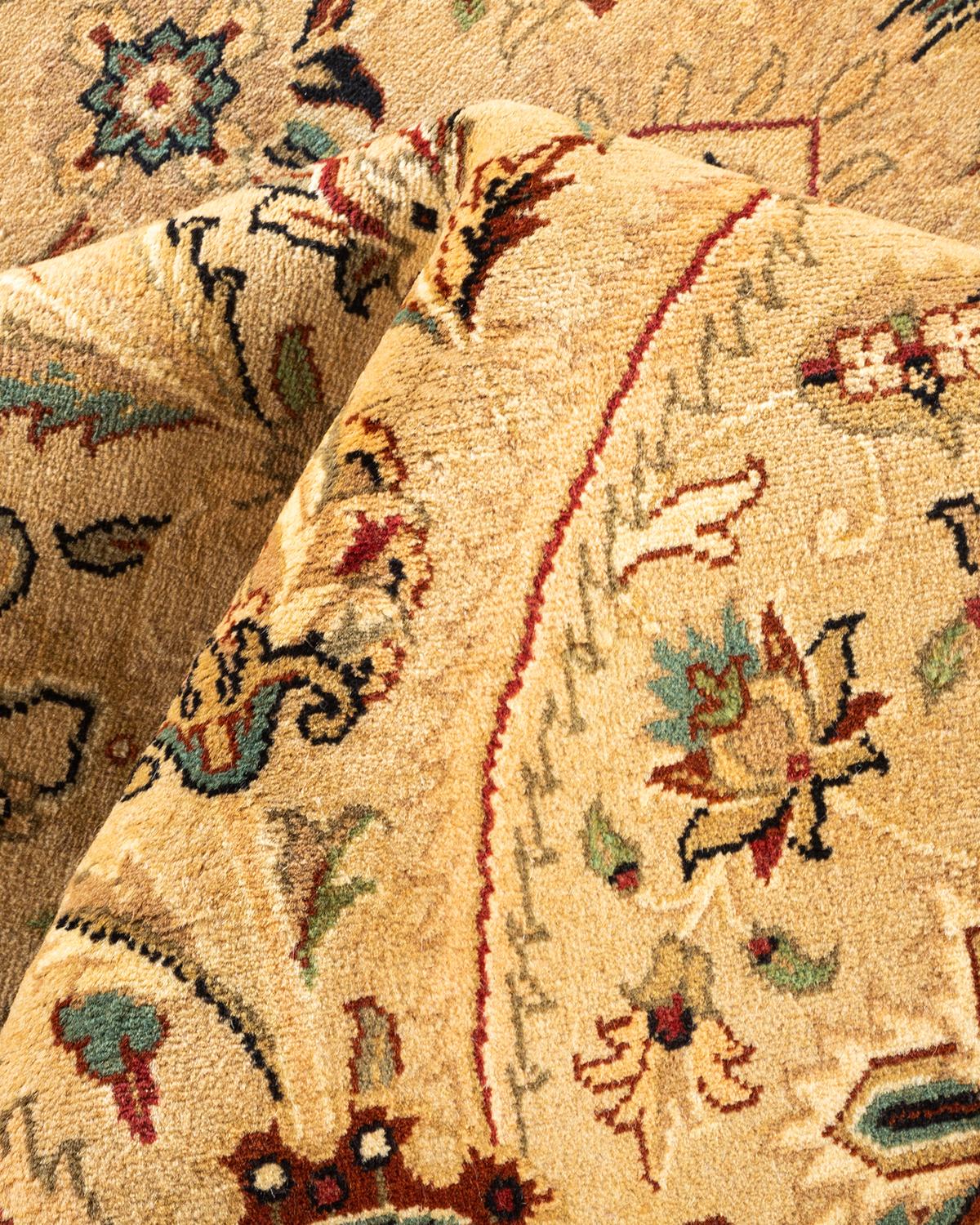 Tapis Oriental Mogul jaune noué à la main, unique en son genre en vente 1