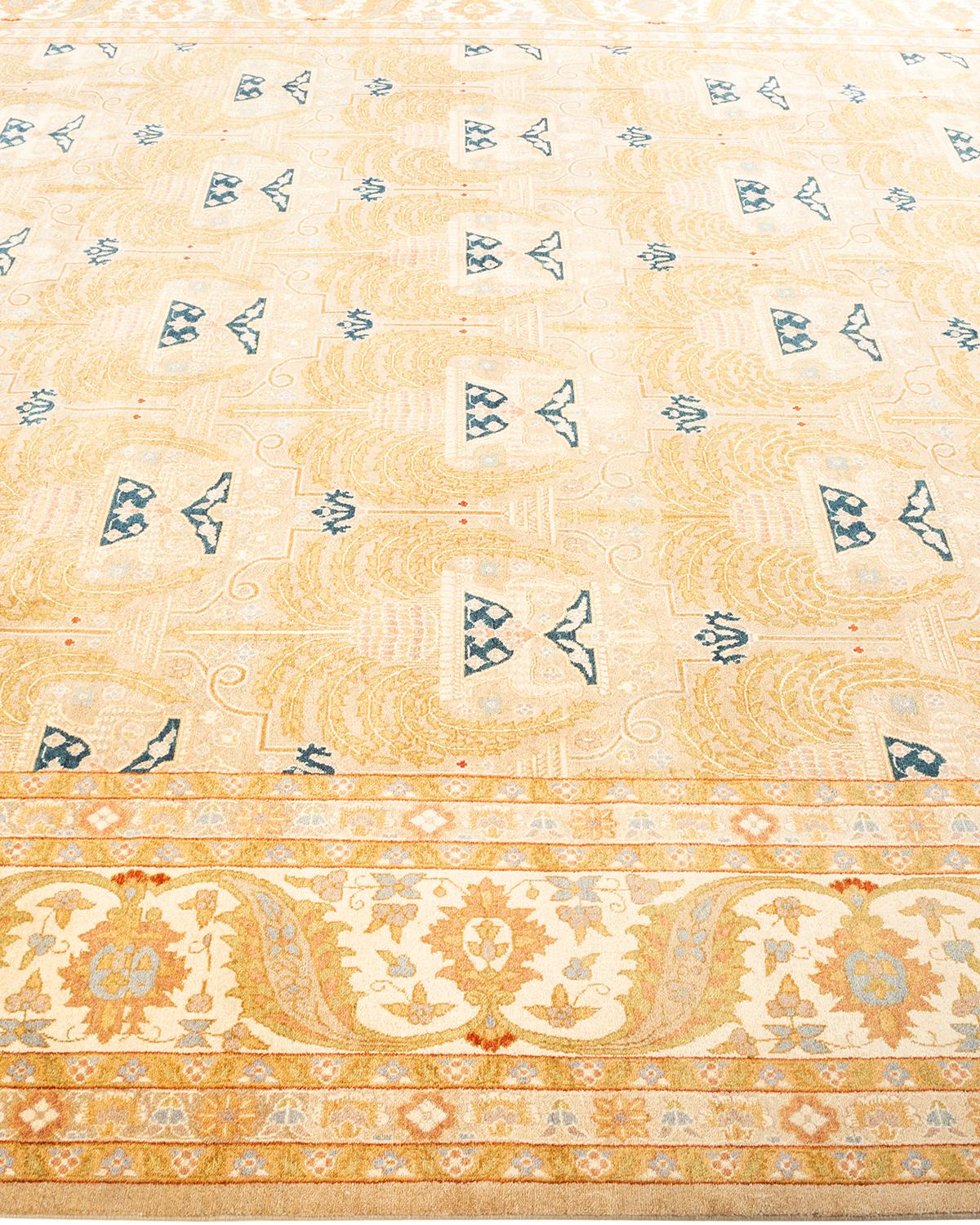 Tapis unique Oriental Mogul jaune noué à la main, unique en son genre Neuf - En vente à Norwalk, CT